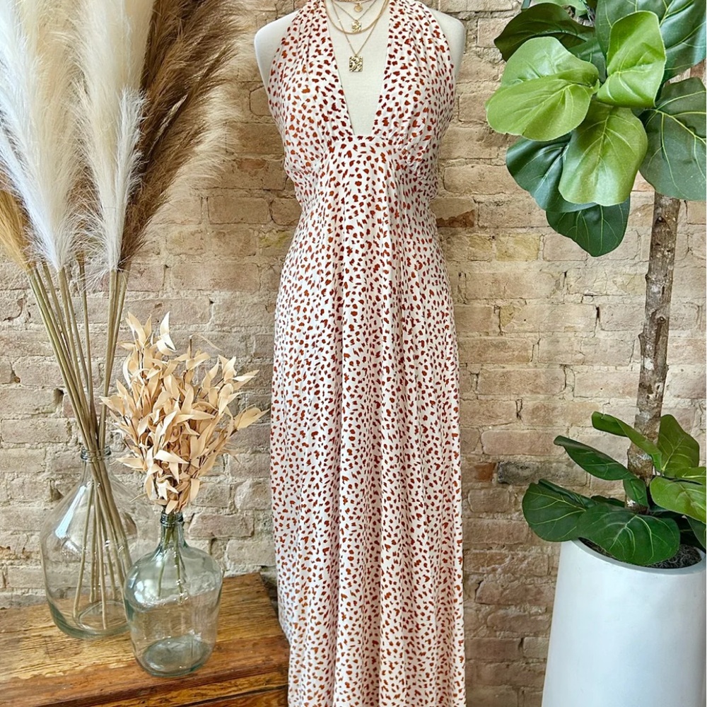 Savanna Jane Backless Dress in Cream and Brown